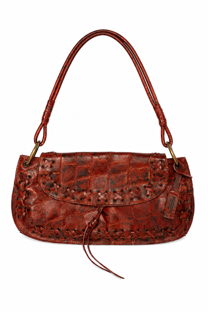 Italian Croc Embossed Baguette Bag