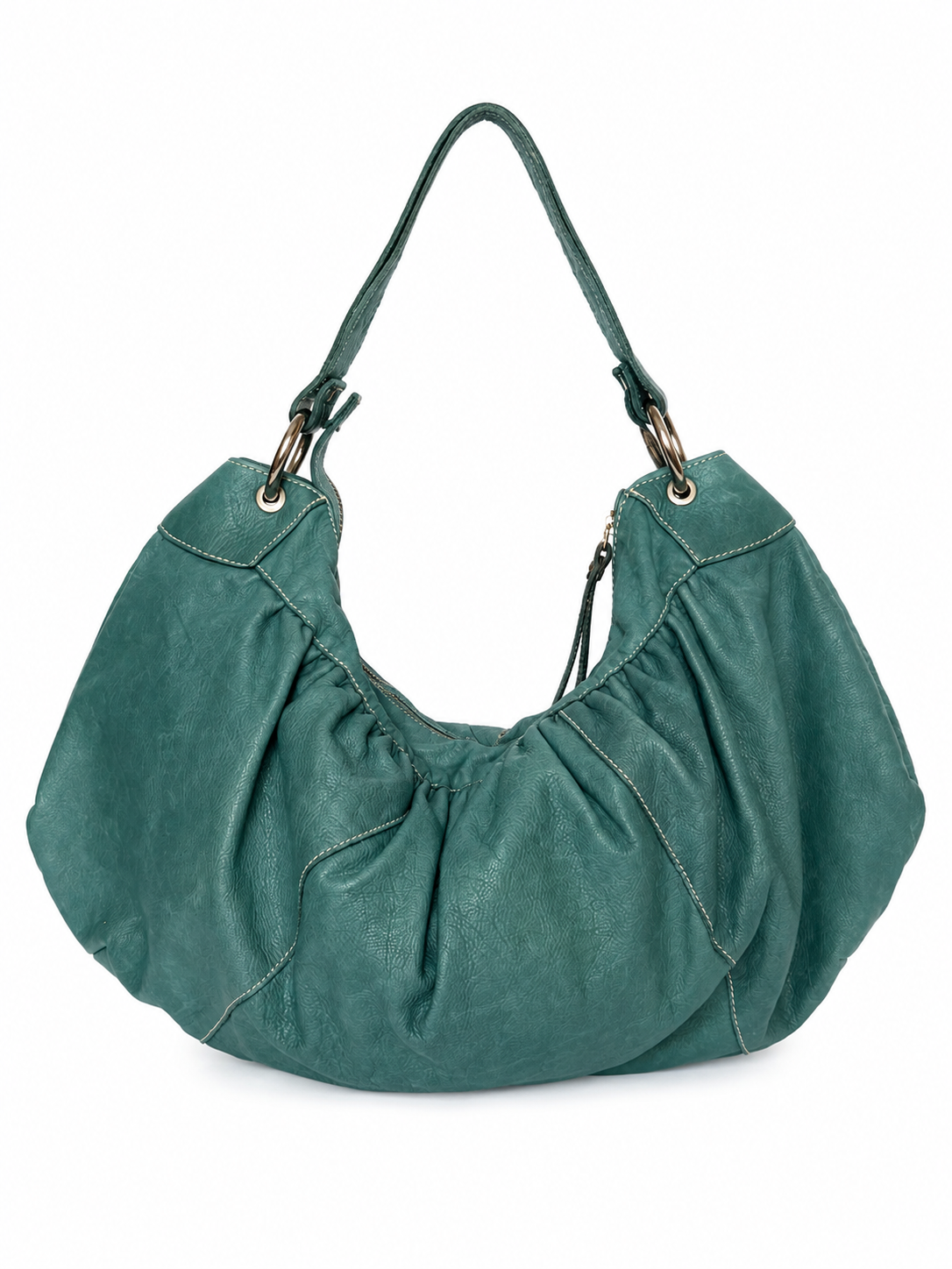 Giant Teal Leather Hobo Bag