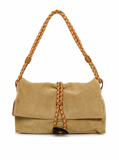 Burberry Suede Horn Bag w Iconic Plaid