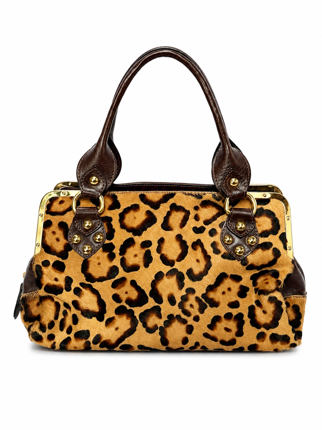 Italian Leopard Print Pony Hair Shoulder Bag
