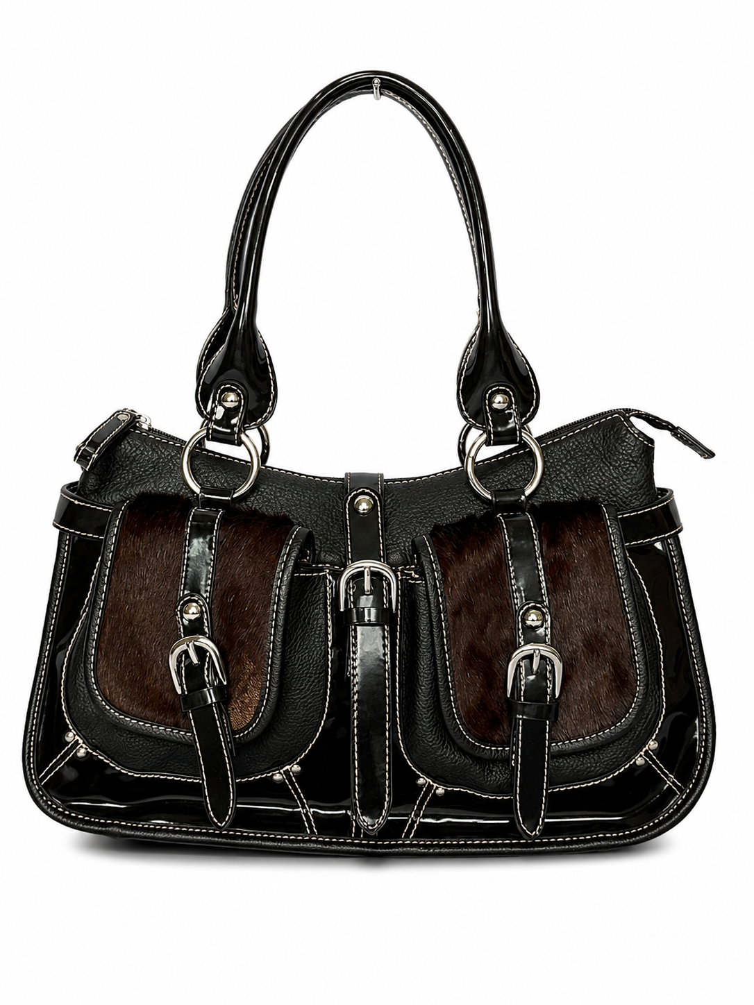 Y2K Double Pocket Calf Hair Bag