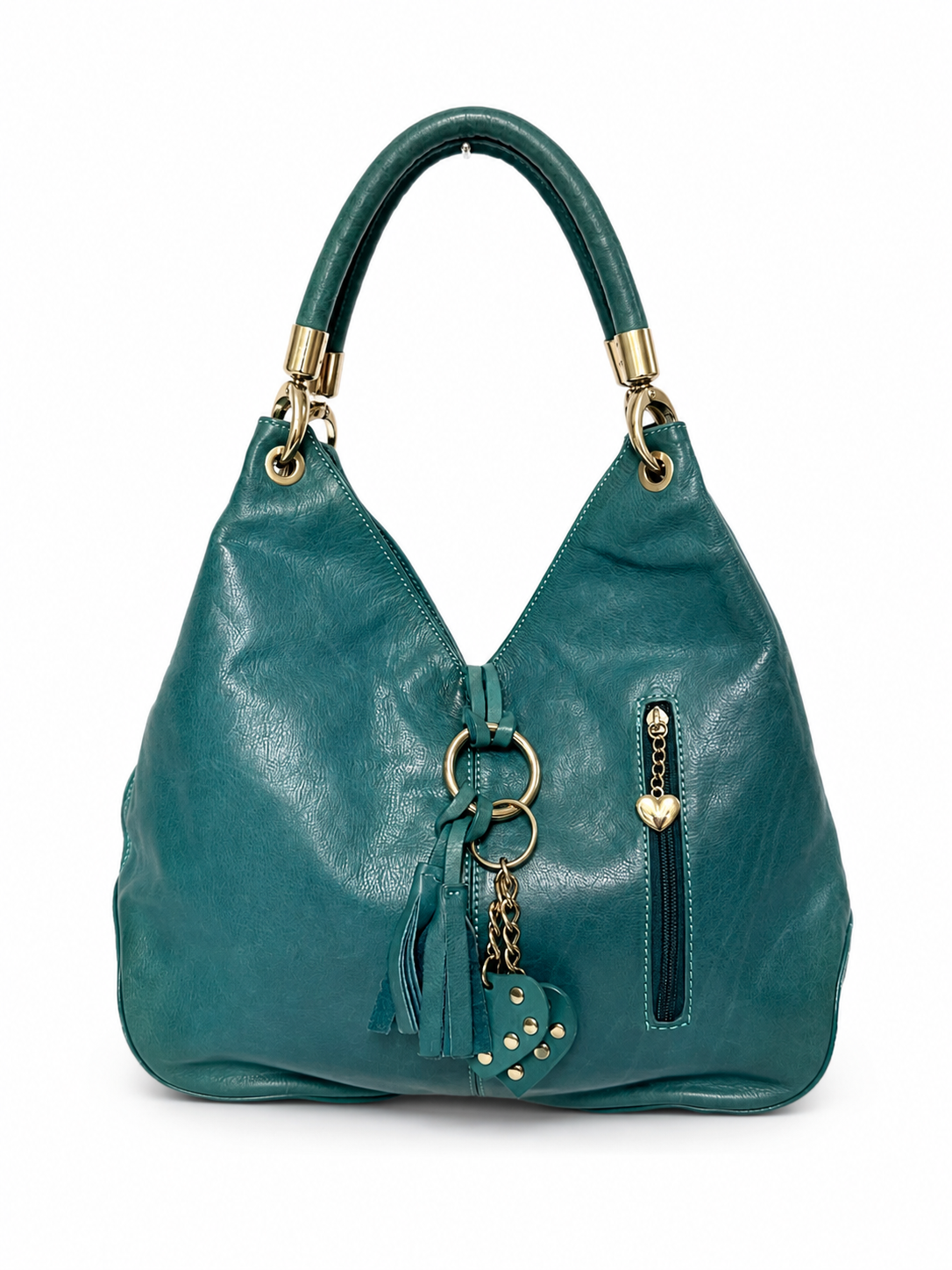 Vintage Italian Teal Leather Charm Bag