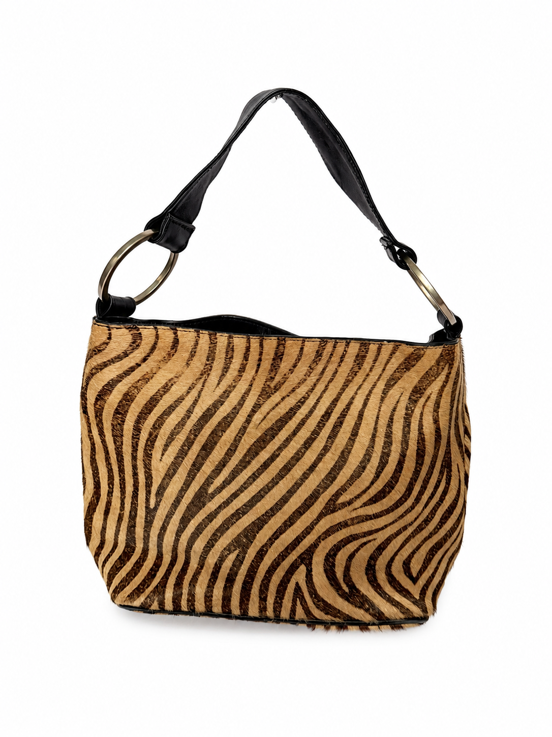 Zebra Pony Hair O-Ring Bag