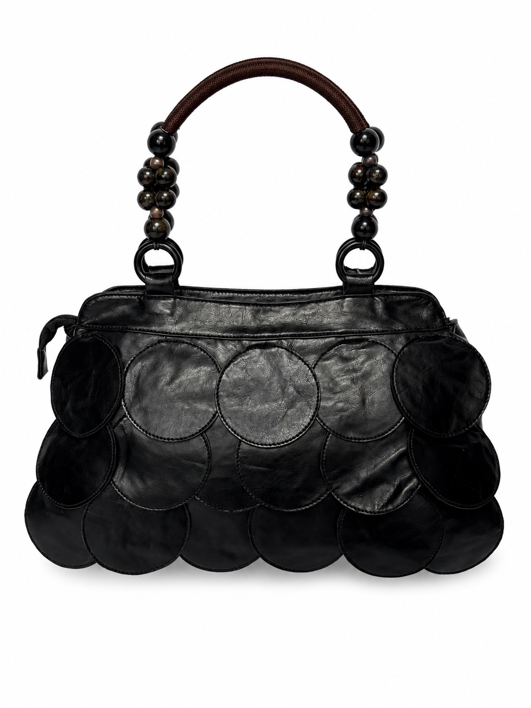 Vintage Black Leather Disc Bag