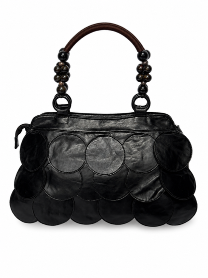 Vintage Black Leather Disc Bag