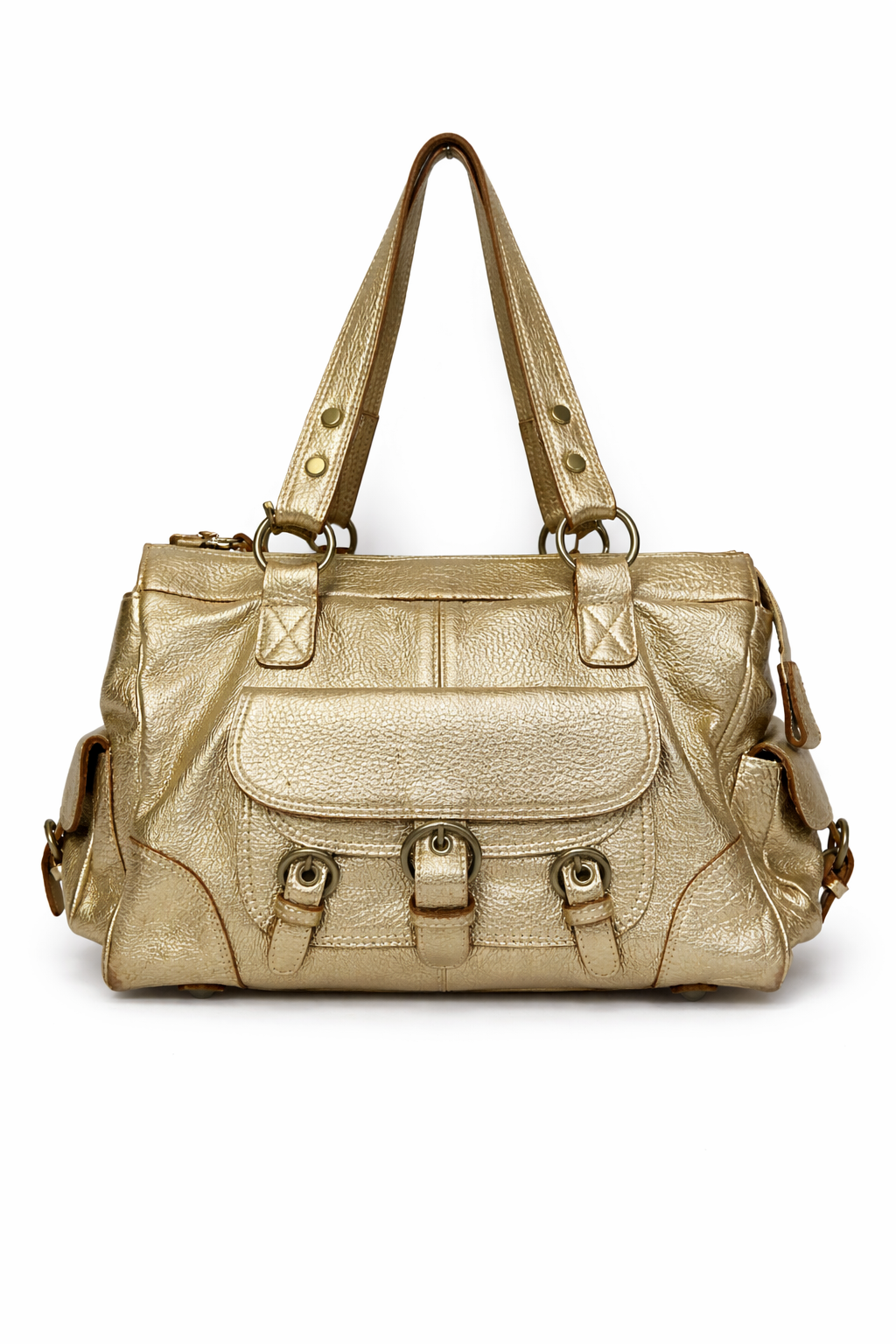 Y2K Metallic Leather Shoulder Bag
