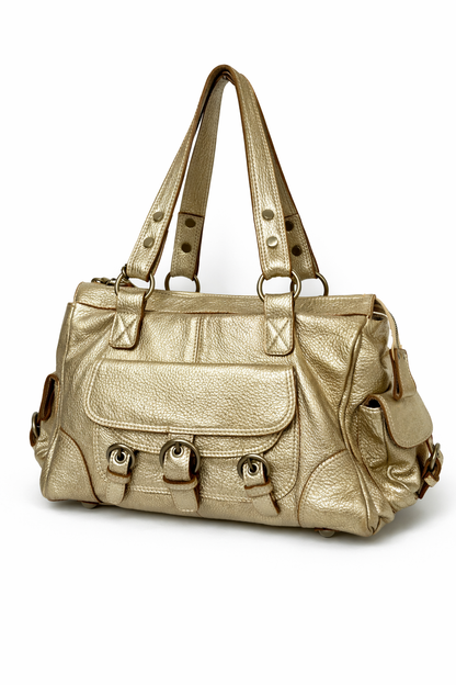Y2K Metallic Leather Shoulder Bag