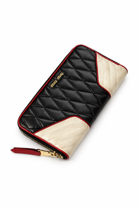Miu Miu Tricolour Quilted Leather Zip Wallet