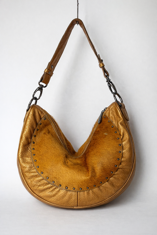 Pony Hair & Metallic Studded Leather Hobo