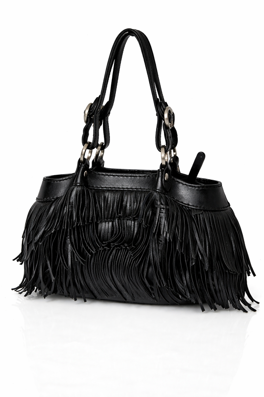 Italian Leather Fringe Shoulder Bag