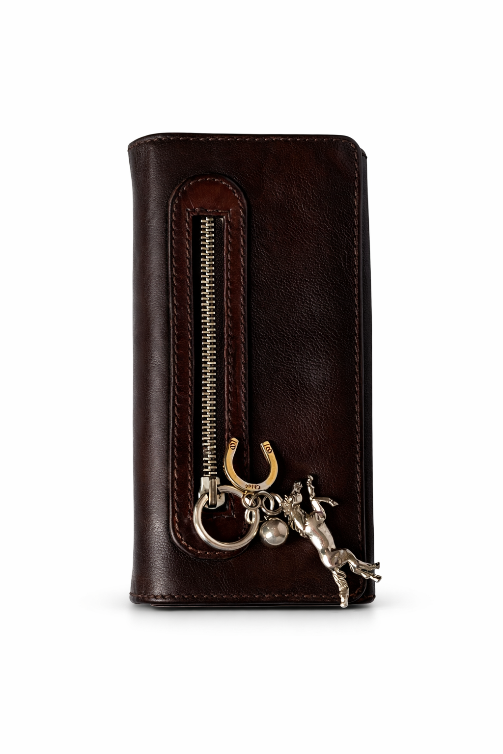Chloe Horse Charm Leather Wallet — Brown