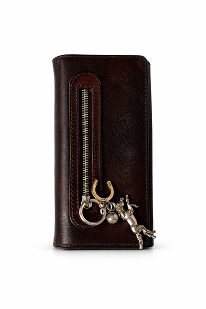 Chloe Horse Charm Leather Wallet — Brown