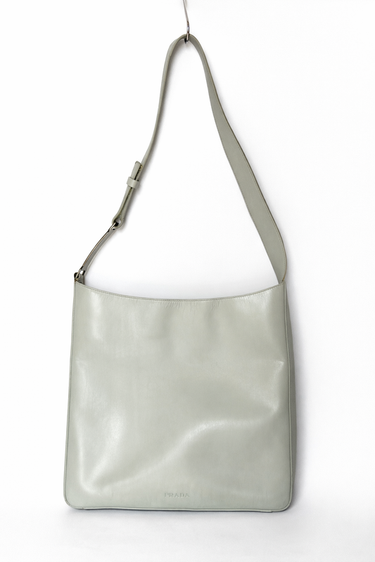 Prada Y2K Minimal Grey Leather Shoulder Bag