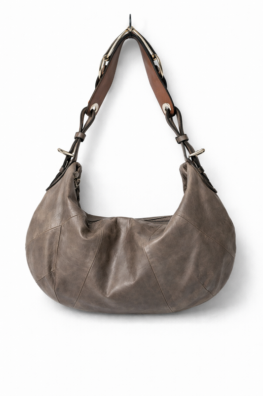 Russet Leather Horsebit Shoulder Bag
