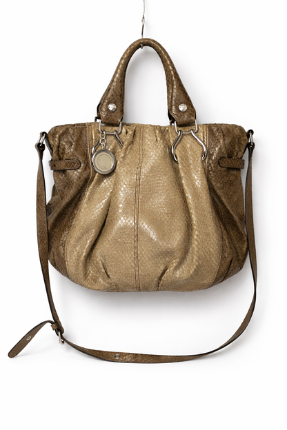 Celine Python-Embossed High Gloss Hobo Bag