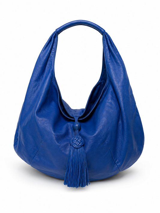 Hiroko Koshino Cobalt Blue Leather Shoulder Bag