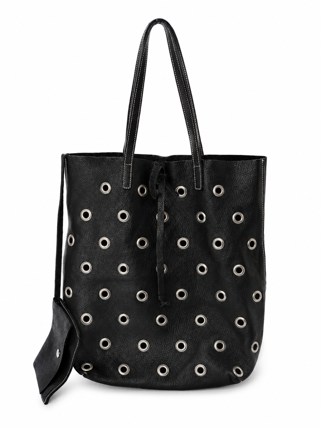 90s Eyelet Leather Shoulder Bag  —  Made in Italy