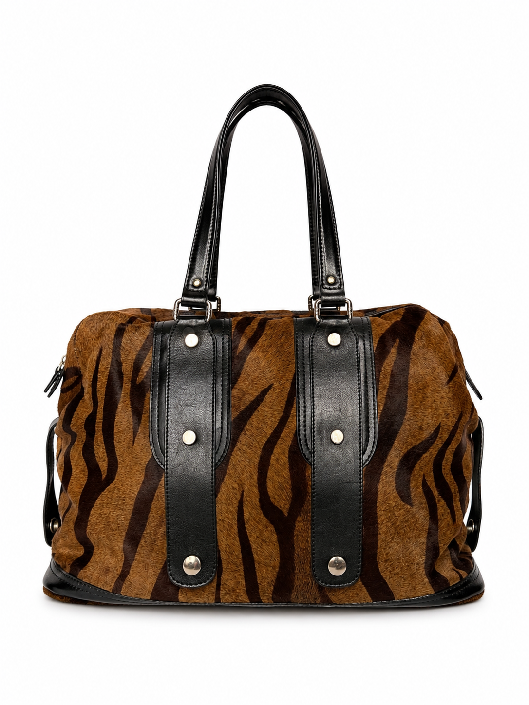 Tiger Print Pony Hair Duffle Bag