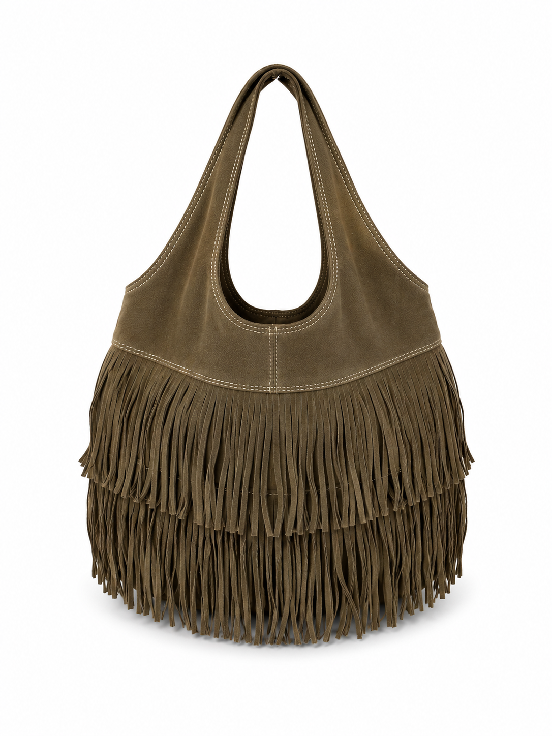 Vintage Guias grey suede fringe hobo bag made in Italy — view 1