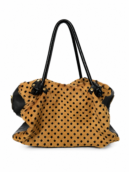 Polka Dot Pony Hair Boston Bag