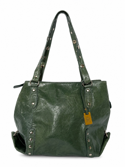 Crinkle Leather Handbag in Teal