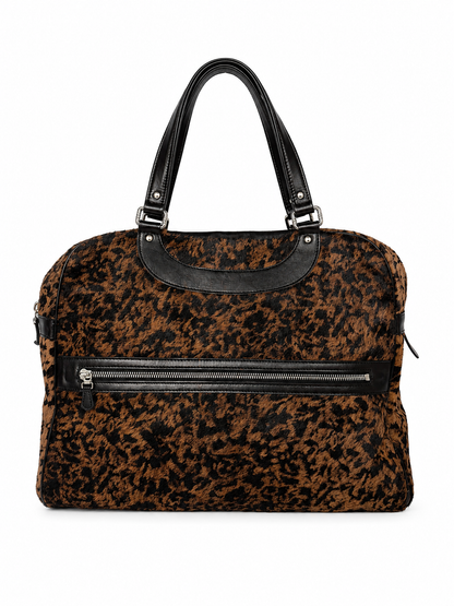 Jacques Leopard Print Calf Hair Duffle Bag
