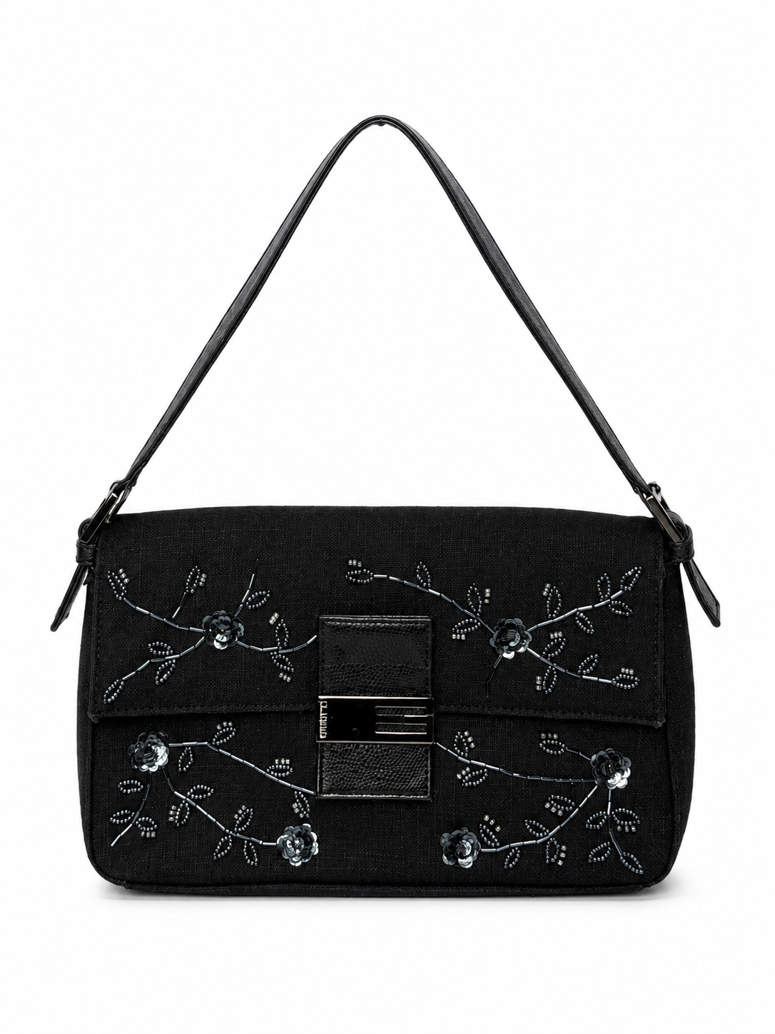 Guess Y2K Floral Bead Linen Shoulder Bag