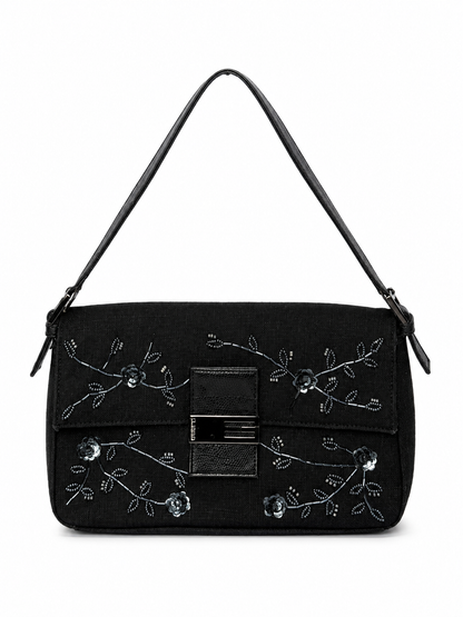 Guess Y2K Floral Bead Linen Shoulder Bag