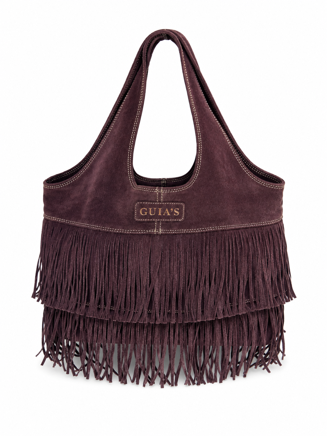 Dusty Purple Suede Fringe Hobo Bag — Made in Italy