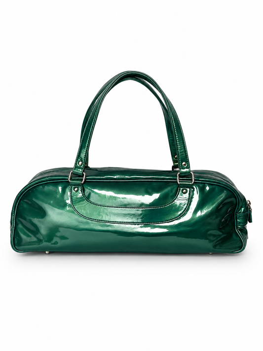 Metallic Aqua Patent Leather Bag