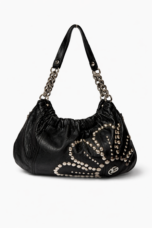 Leather Studded Flower Bag — Early 2000s