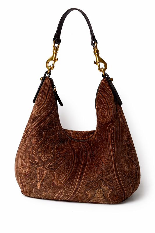 Ralph Lauren Paisley Velvet Hobo Bag