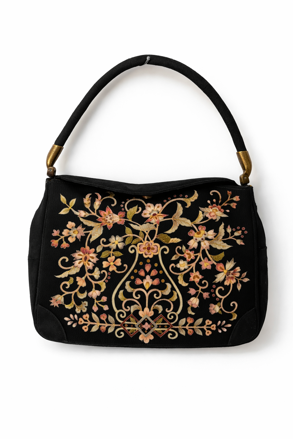 Okajima Embroidered Silk & Suede Shoulderbag