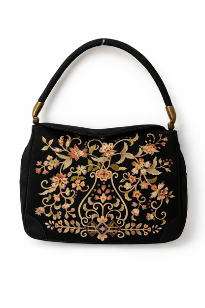 Okajima Embroidered Silk & Suede Shoulderbag