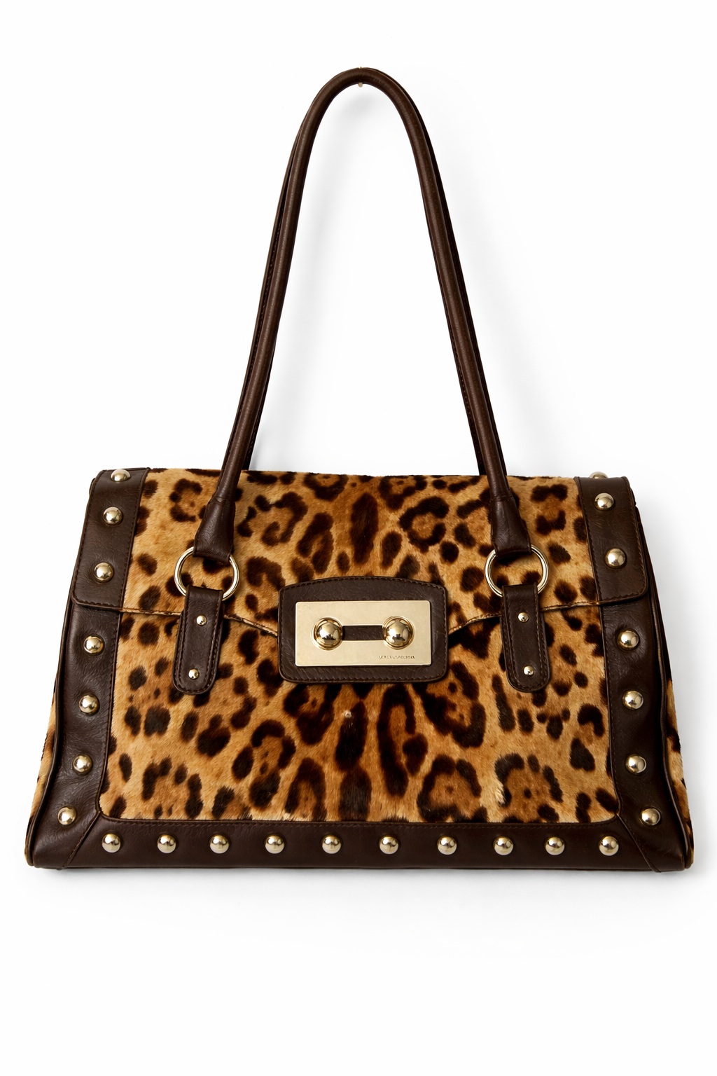 Dolce & Gabbana Leopard Pony Hair Studded Bag