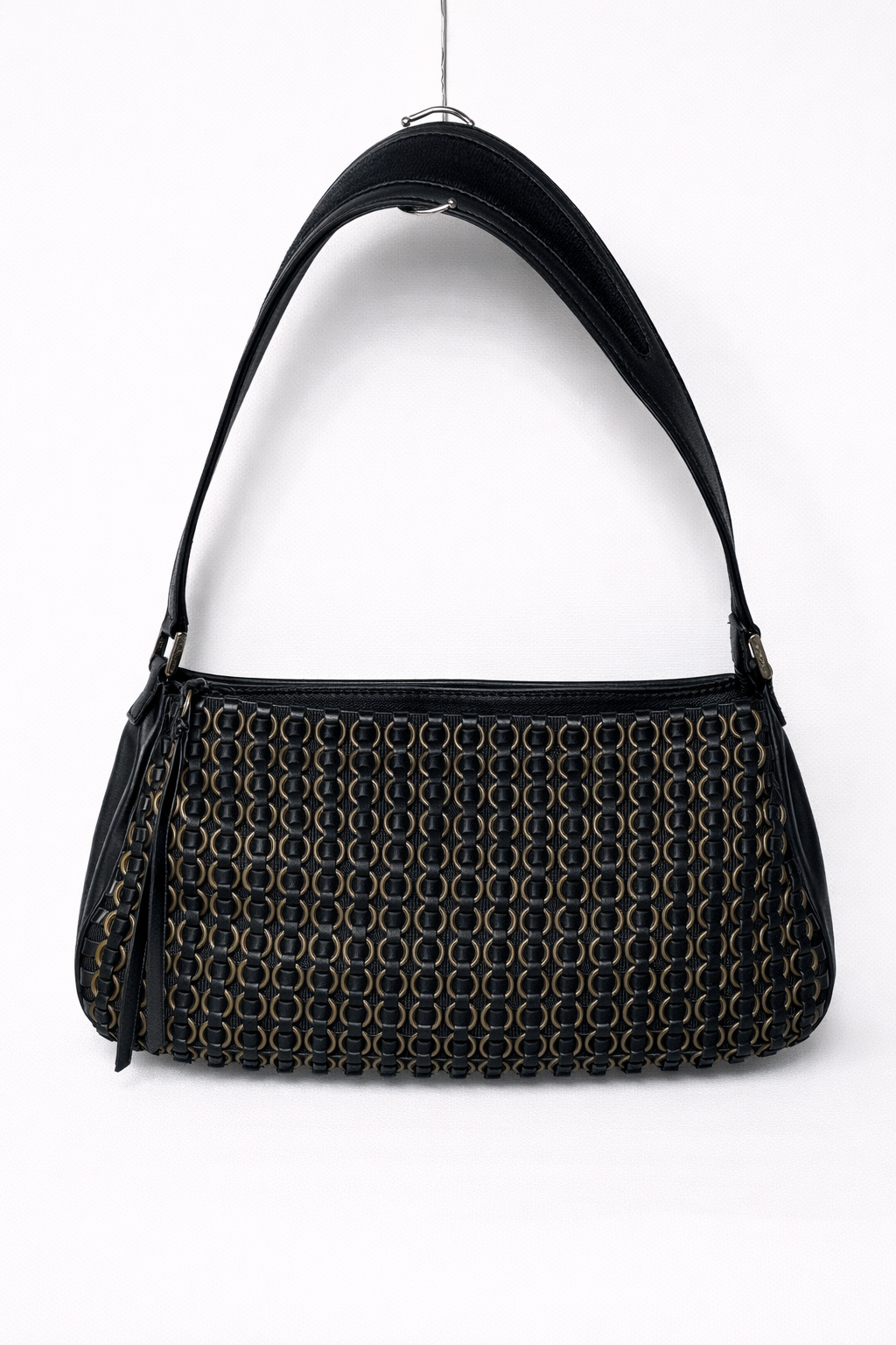 Vintage Italian Ring Weave Shoulder Bag with Pony Hair Handle