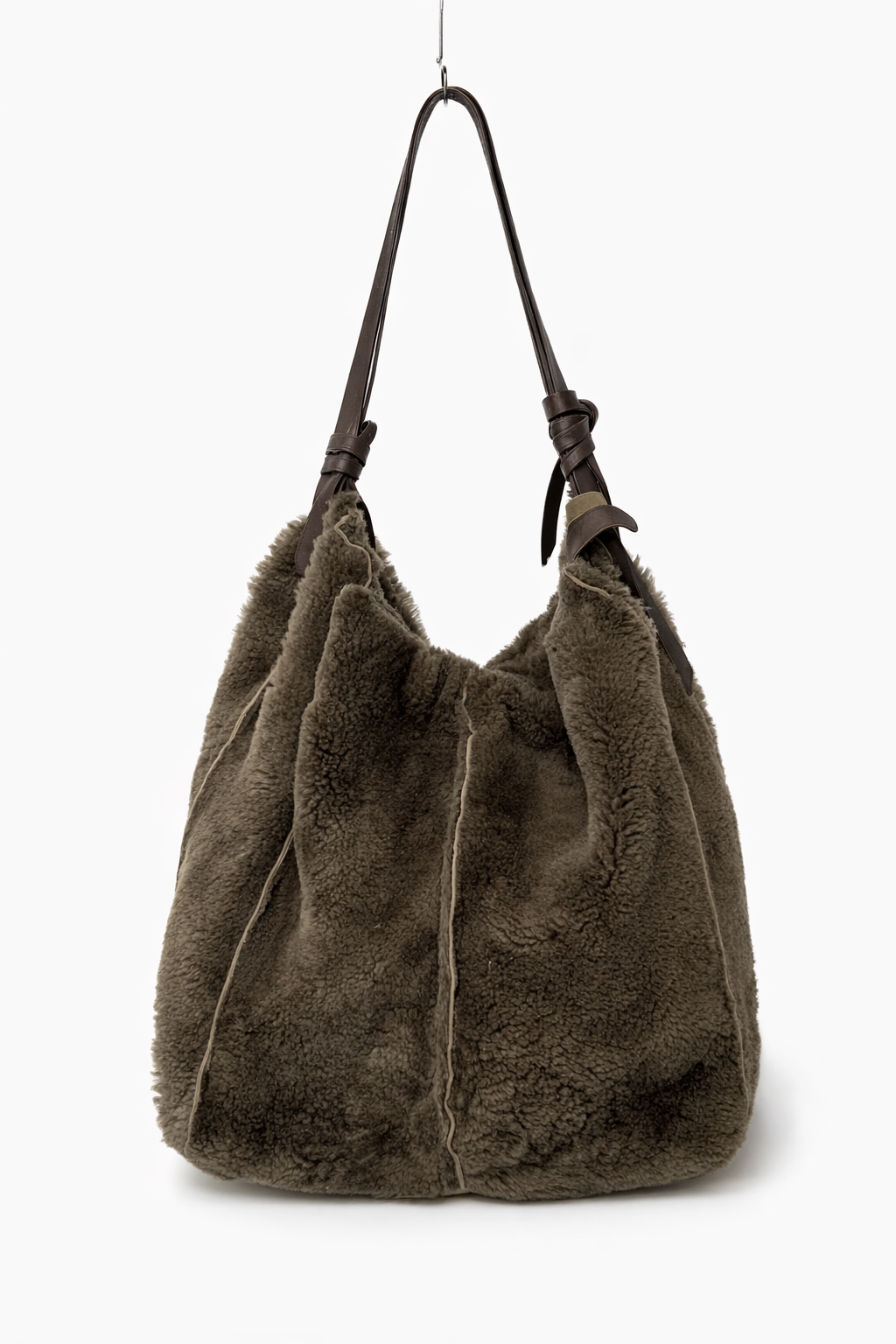 Italian Shearling Tote with Leather Handle