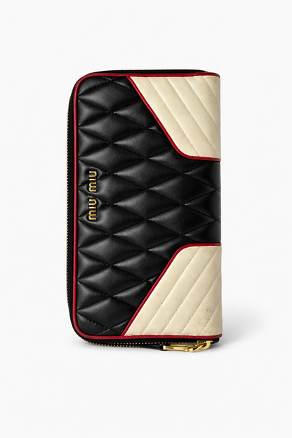 Miu Miu Tricolour Quilted Leather Zip Wallet