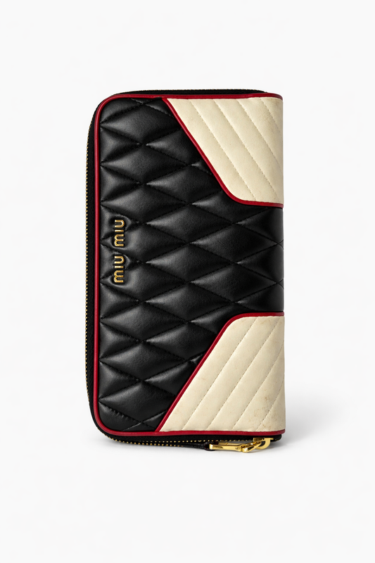 Miu Miu Tricolour Quilted Leather Zip Wallet