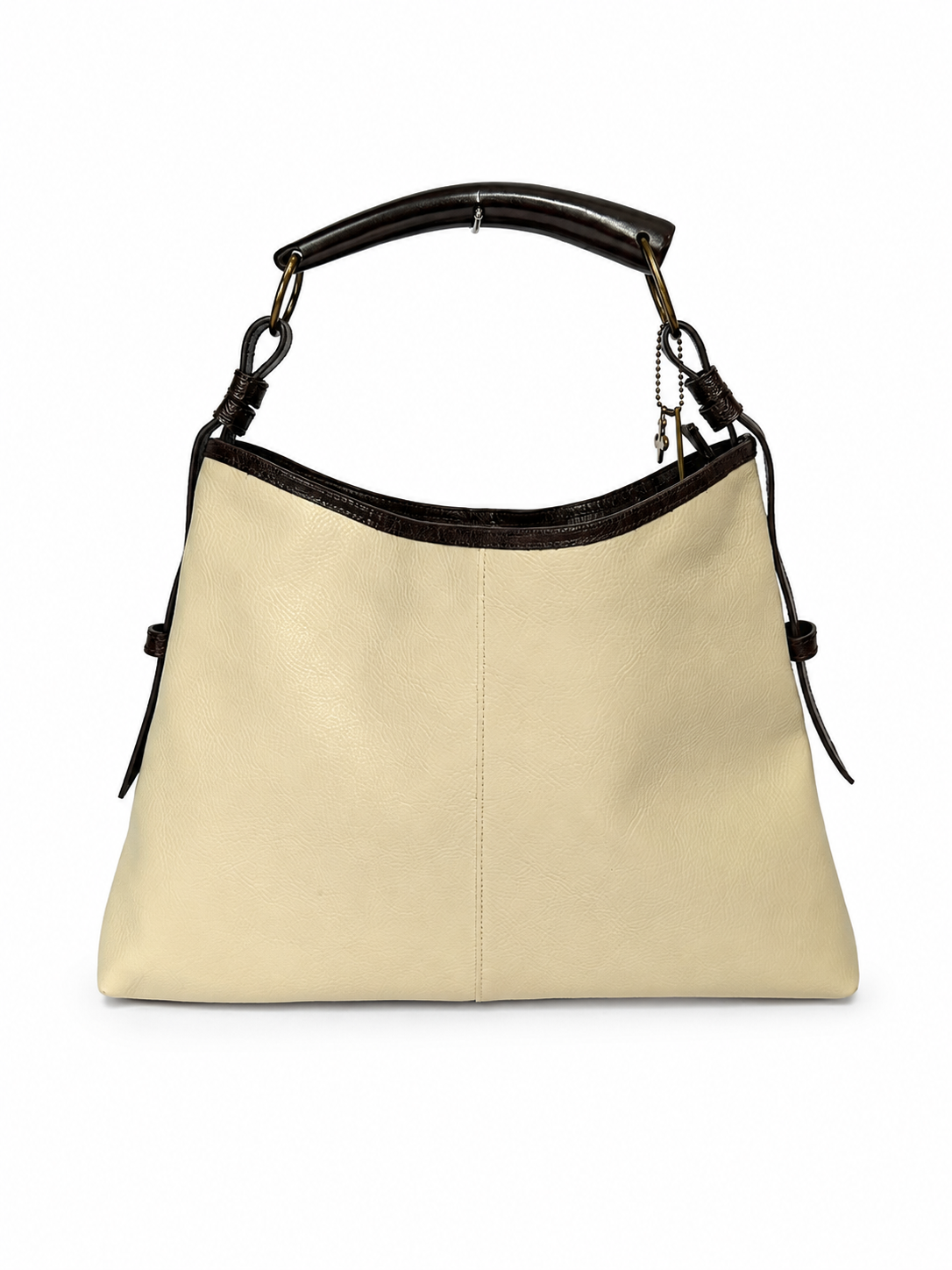 Two-Tone Leather Shoulder Bag w Horn Detail