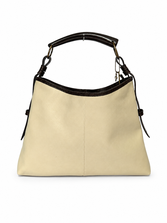Two-Tone Leather Shoulder Bag w Horn Detail