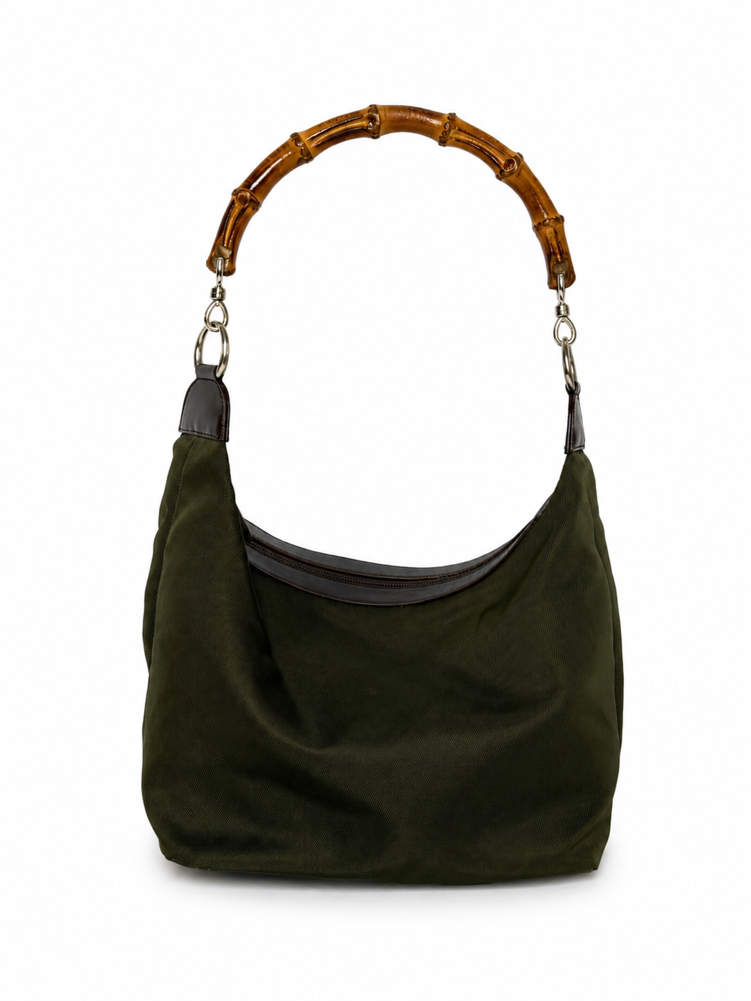 Gucci Bamboo Handle Nylon Shoulder Bag