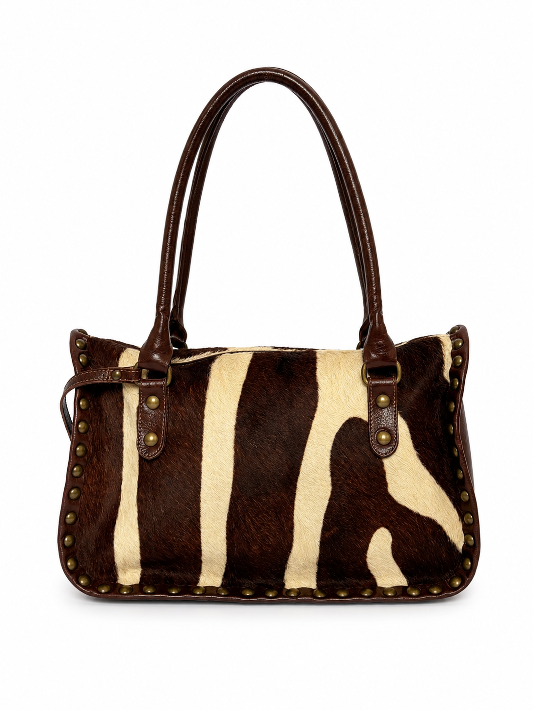Pony Hair Studded Shoulder Bag