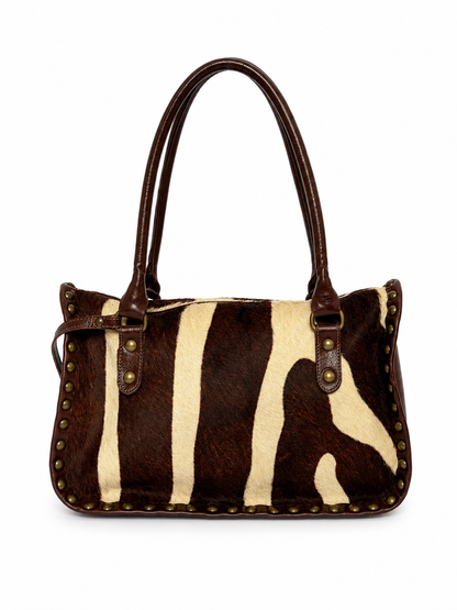 Pony Hair Studded Shoulder Bag