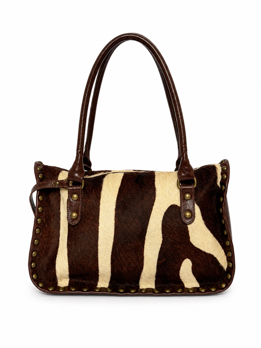 Pony Hair Studded Shoulder Bag