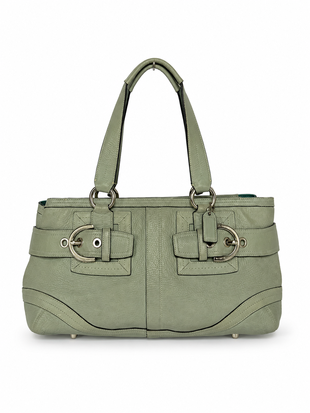 Vintage Coach Hamptons Mint Green Leather Shoulder Bag