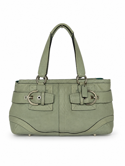 Vintage Coach Hamptons Mint Green Leather Shoulder Bag