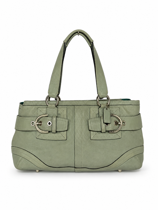 Vintage Coach Hamptons Mint Green Leather Shoulder Bag