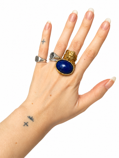 Vintage Yves Saint Laurent Arty Ring — Cobalt — Size 6