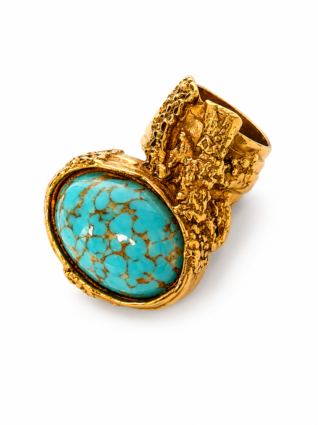 Vintage Yves Saint Laurent Arty Ring — Turquoise — Size 6
